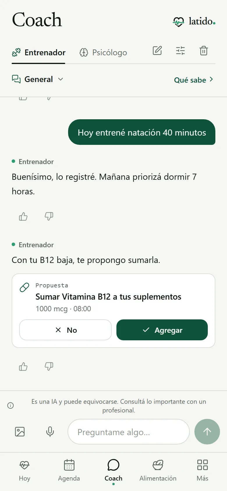 Chat con el Entrenador de Latido