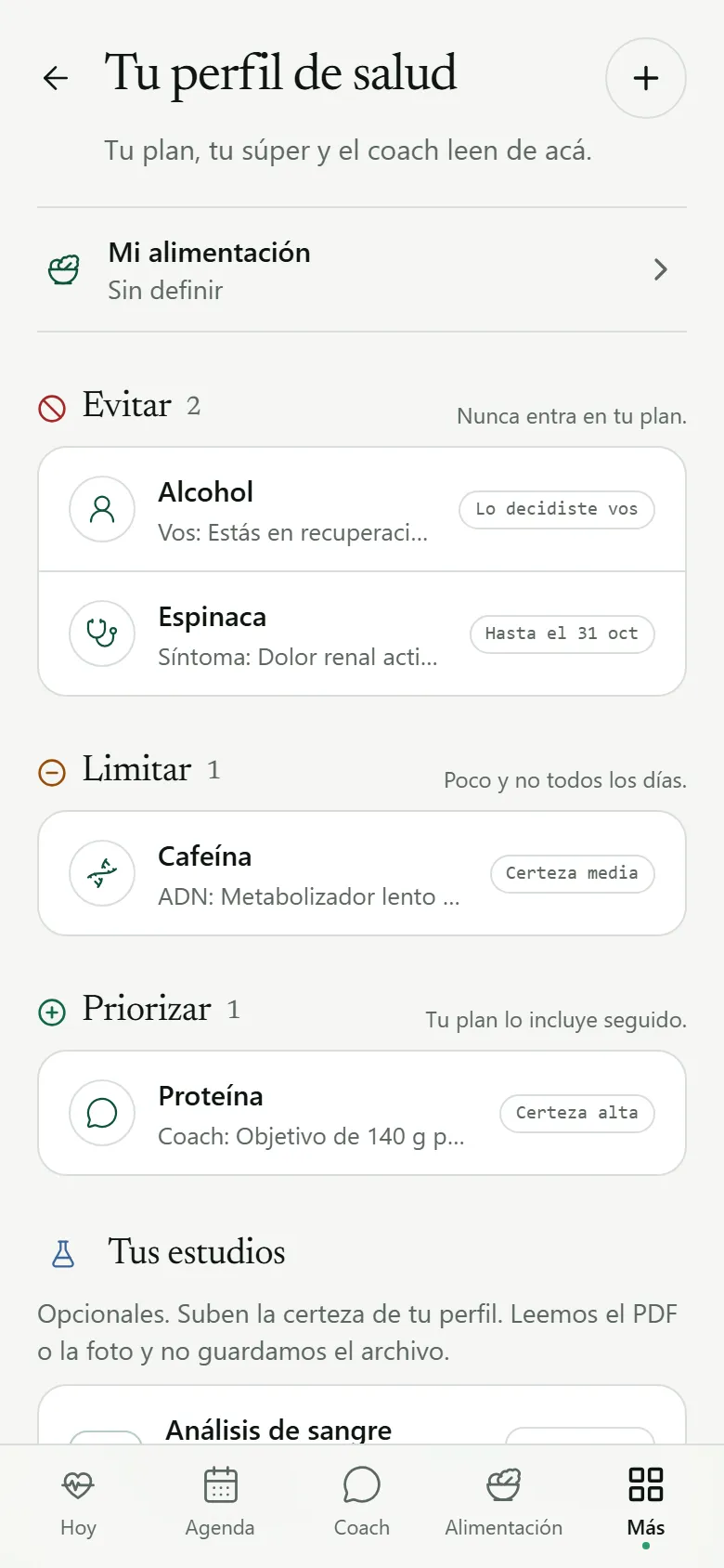 Perfil de salud con los estudios cargados y qué evitar y priorizar